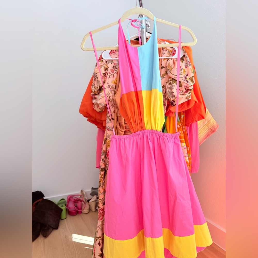 Staud Colorblock Pink Summer Dress - Picture 2 of 12